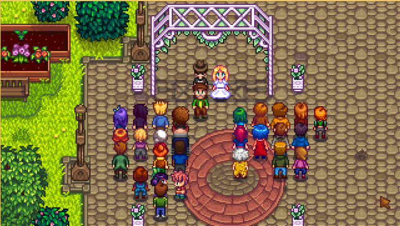 A wedding scene in Stardew Valley