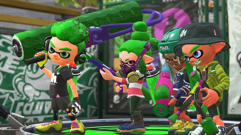Inklings pose together in Splatoon.