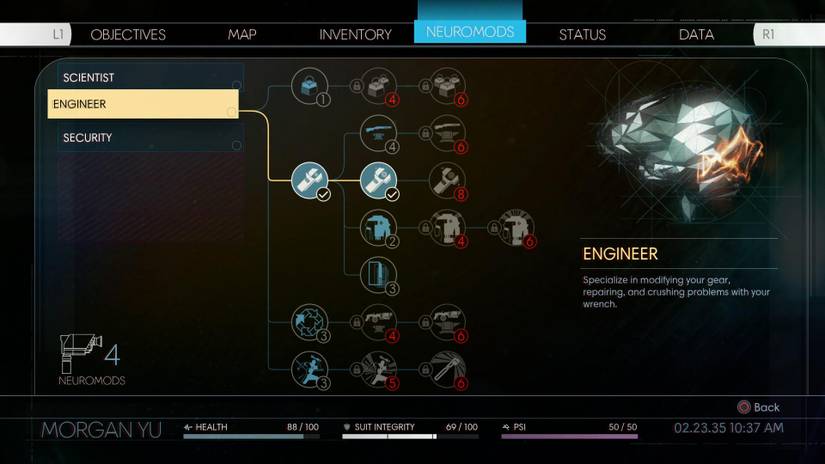 Prey guide: Neuromods, skill and abilities trees