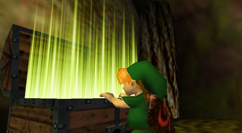 the legend of zelda ocarina of time - link opens chest