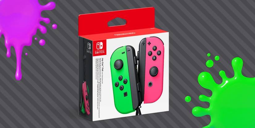 neon pink and neon green joy-con for Splatoon 2