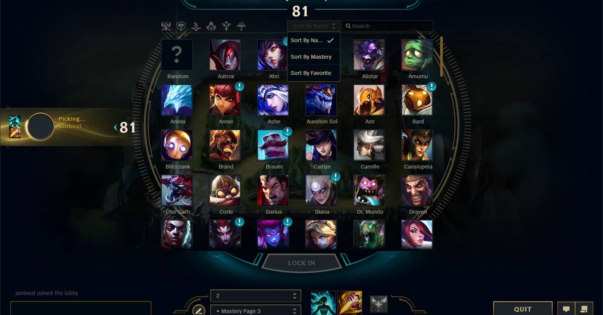 Champion select will let you organize your champs soon