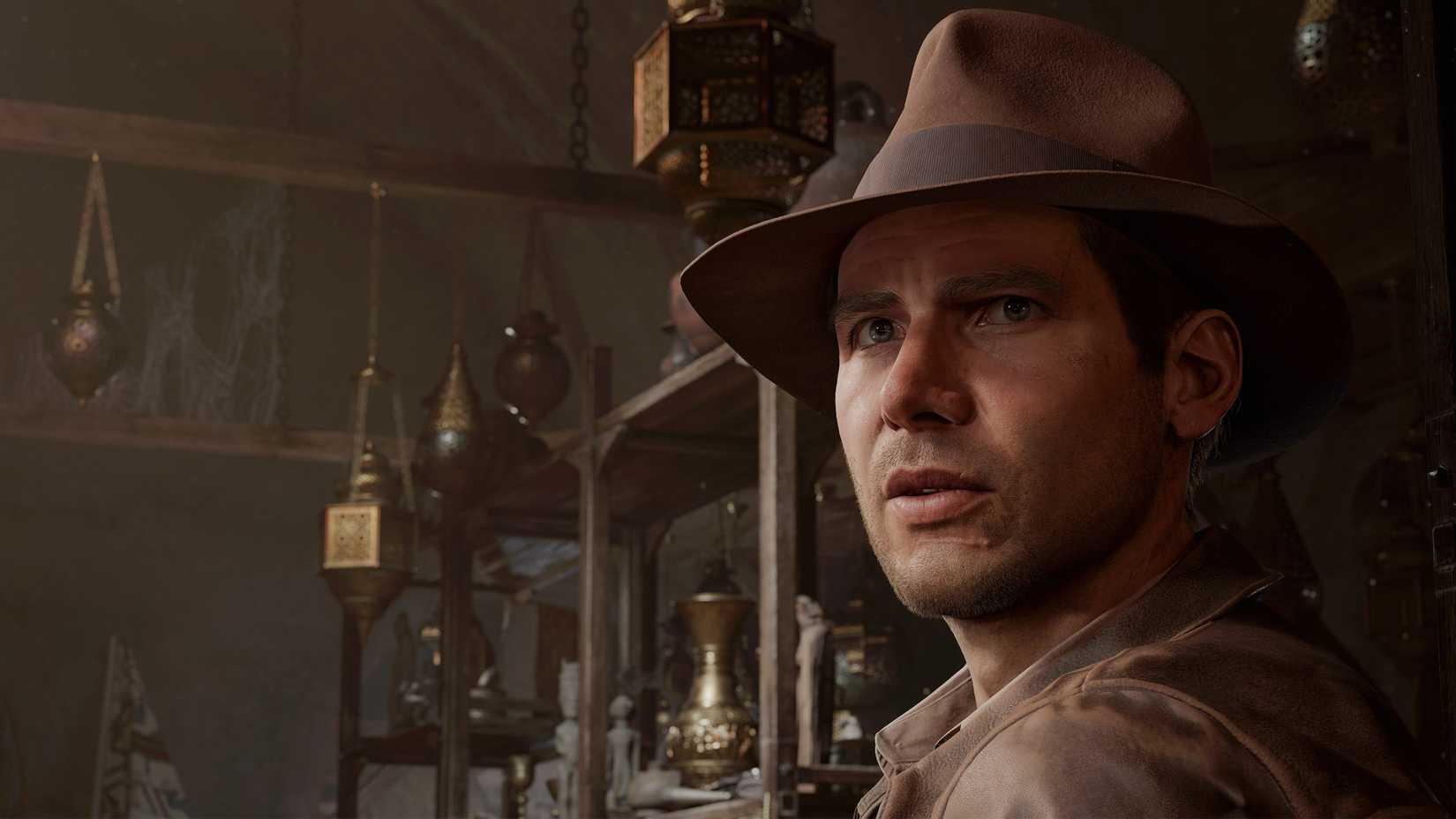 Indiana Jones turning toward the camera in Indiana Jones and the Great Circle.