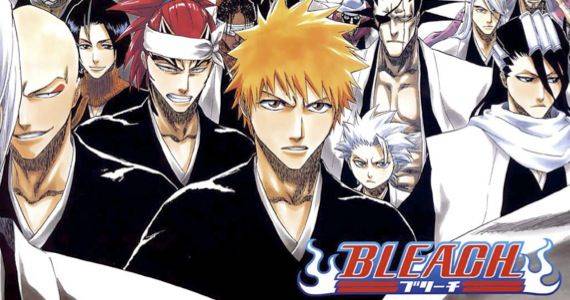 Cover for the Bleach manga showing Ichigo and members of the Gotei 13